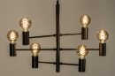Foto 13317-9: Industriele, zwarte hanglamp voorzien van zes lichtpunten, geschikt voor led verlichting. 