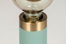Foto 13342-3: Trendy tafellamp / bedlamp uitgevoerd in een matte, blauw /groene kleur en een kopergeel randje aan de bovenzijde.