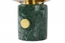 Foto 13344-4: Bijzondere, sfeervolle tafellamp met een groene, marmeren voet en een amberkleurig glas, geschikt voor led verlichting.