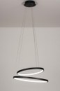Foto 13671-1: Minimalistische, grote, zwarte hanglamp voorzien van dimbare led verlichting.