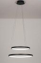 Foto 13671-2: Minimalistische, grote, zwarte hanglamp voorzien van dimbare led verlichting.