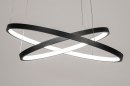 Foto 13671-3: Minimalistische, grote, zwarte hanglamp voorzien van dimbare led verlichting.