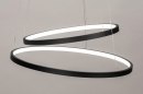 Foto 13671-5: Minimalistische, grote, zwarte hanglamp voorzien van dimbare led verlichting.