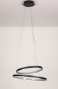 Foto 13671-6: Minimalistische, grote, zwarte hanglamp voorzien van dimbare led verlichting.