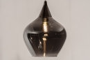 Hanglamp 13688: modern, eigentijds klassiek, glas, staal rvs #13