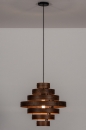 Foto 13853-1: Houten hanglamp in walnootkleur voorzien van een retro vormgeving.