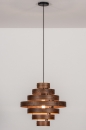 Foto 13853-2: Houten hanglamp in walnootkleur voorzien van een retro vormgeving.