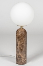 Foto 13987-1: Design tafellamp Globen Lighting in Art Deco stijl met bruin marmer