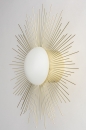 Foto 14007-5: Schitterende wandlamp / plafondlamp in zon uitvoering, in zachte messing kleur, geschikt voor ledverlichting.