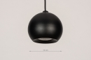 Hanglamp 14055: modern, retro, metaal, zwart #1