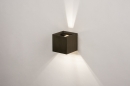 Foto 14270-5: Koffiebruine wandlamp van metaal in het vierkant met verstelbare lichtbundels