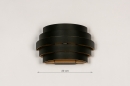 Foto 14290-1: Zwarte wandlamp van metaal met een gouden binnenkant 