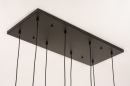 Foto 14294-11: Zwarte hanglamp met acht rookglazen op verschillende hoogtes