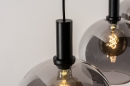 Foto 14332-7: Trendige, schwarze Pendelleuchte mit 3 Glasschirmen und für austauschbare LED geeignet.