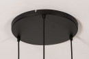 Foto 14335-7: Trendy, zwarte hanglamp voorzien van drie glazen kappen, geschikt voor vervangbaar led.