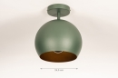 Plafondlamp 14938: modern, retro, metaal, groen #1