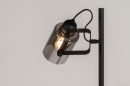 Foto 14962-12: Zwarte schemerlamp met smoke glass kappen 