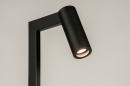Foto 14971-14: Zwarte vloerlamp met drie verschillende looks; zwarte leeslamp, leeslamp met messing detail of industriële vloerlamp