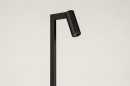 Foto 14971-16: Zwarte vloerlamp met drie verschillende looks; zwarte leeslamp, leeslamp met messing detail of industriële vloerlamp