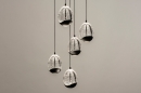 Foto 15005-4: Hanglamp met ronde plafondplaat en vijf eivormige glazen