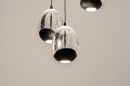 Foto 15005-7: Hanglamp met ronde plafondplaat en vijf eivormige glazen