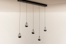 Foto 15007-6: Hanglamp met vijf glazen in eivorm op verschillende hoogtes