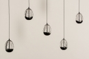 Foto 15007-7: Hanglamp met vijf glazen in eivorm op verschillende hoogtes