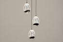 Foto 15115-4: Hanglamp met ronde plafondplaat en drie eivormige glazen