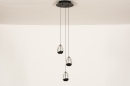 Foto 15115-5: Hanglamp met ronde plafondplaat en drie eivormige glazen
