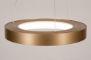 Foto 15121-3: Minimalistische runde LED-Hängeleuchte in mattgoldener Farbe.