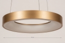 Foto 15121-9: Minimalistische runde LED-Hängeleuchte in mattgoldener Farbe.