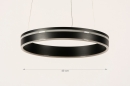 Foto 15138-1: Zwarte ronde led hanglamp met slimme verlichting en afstandsbediening