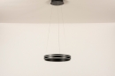 Foto 15138-7: Zwarte ronde led hanglamp met slimme verlichting en afstandsbediening