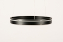 Foto 15138-8: Zwarte ronde led hanglamp met slimme verlichting en afstandsbediening