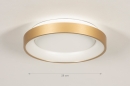 Foto 15147-2: Ronde led plafondlamp met messing ring en hoge lichtopbrengst