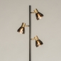 Foto 15224-4: Zwarte staande lamp met drie donkere rookglazen en gouden details