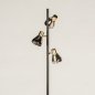 Foto 15224-5: Zwarte staande lamp met drie donkere rookglazen en gouden details