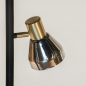 Foto 15224-9: Zwarte staande lamp met drie donkere rookglazen en gouden details