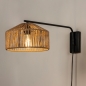 Foto 15230-2: Verstelbare wandlamp in het zwart met mooie kap van touw in naturel kleur