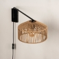 Foto 15230-5: Verstelbare wandlamp in het zwart met mooie kap van touw in naturel kleur