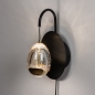 Foto 15235-3: Zwarte led wandlamp met eivormig glas in amberkleur