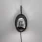 Foto 15236-2: Zwarte led wandlamp met eivormig glas