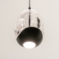 Foto 15238-8: Hotel chique tafellamp in het zwart met twee hangende glazen, met dimmer aan het snoer