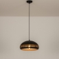 Foto 15242-2: Runde schwarze Kuppellampe mit goldener Innenseite und perforiertem Rand 