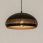 Foto 15242-4: Runde schwarze Kuppellampe mit goldener Innenseite und perforiertem Rand 