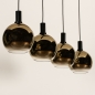 Foto 15248-10: Zwarte hanglamp met vier bollen van goud glas