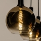 Foto 15248-13: Zwarte hanglamp met vier bollen van goud glas