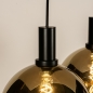 Foto 15248-15: Zwarte hanglamp met vier bollen van goud glas