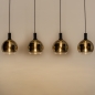 Foto 15248-6: Zwarte hanglamp met vier bollen van goud glas
