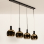 Foto 15248-8: Zwarte hanglamp met vier bollen van goud glas